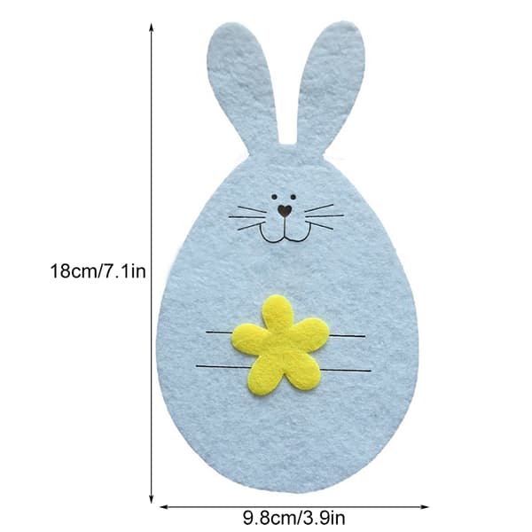 Easter Bunny Cutlery Bag Cute Cartoon Tableware Holder Cover Creative Table Decor for Easter Party