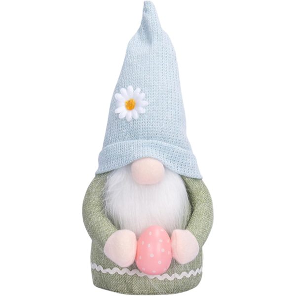 Plush Easter Bunny - Adorable Easter Decorations with Gnome Design, Unique Easter Decor (Blue)