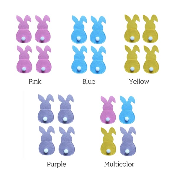 [LLC] Harmless and Sturdy Felt Material, Various Color Options for Customizable Easter Table Settings, Reusable Rabbit Cutlery Holders