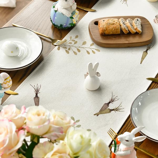 Carrots Rabbit Happy Easter Table Runner, 13 x 72 Inch