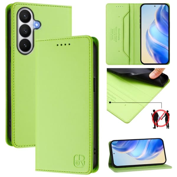 Samsung Galaxy S26 5G Case with Double Foldable Magnetic Suction Function in RFID Leather