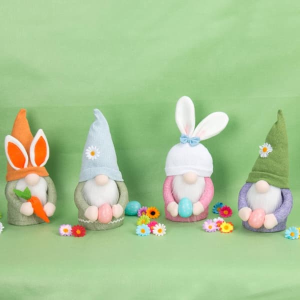 Plush Easter Bunny - Adorable Easter Decorations with Gnome Design, Unique Easter Decor (Green)