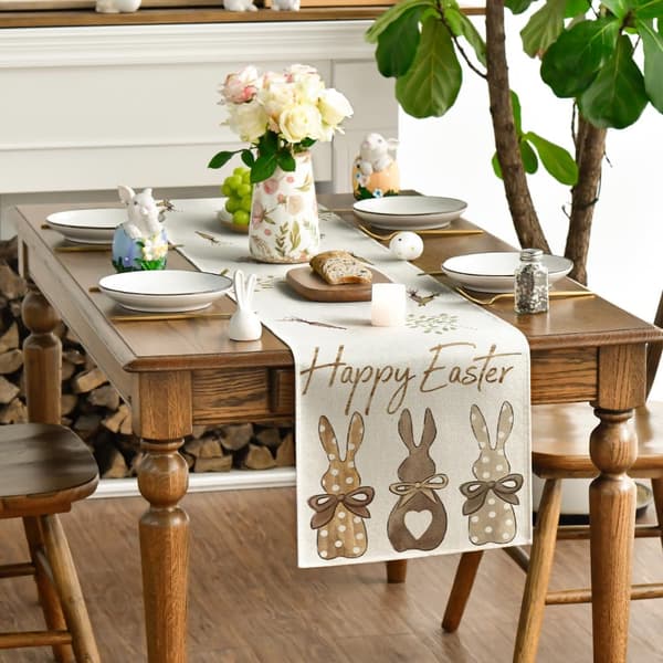 Carrots Rabbit Happy Easter Table Runner, 13 x 72 Inch