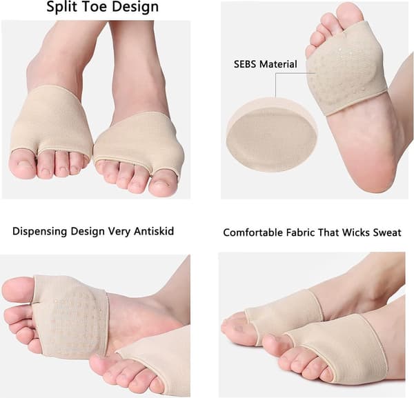 Framfotskuddar, 2 par, Hallux Valgus Halvstrumpor, Stötdämpning