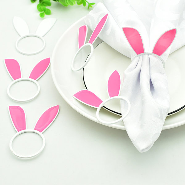 5 Pcs Easter Bunny Ear Napkin Rings Rabbit Napkin Ring Holders Table Decorations compatible with Spring Easter Party