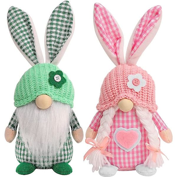 Easter Elf Decorations, 2 Pcs Plush Easter Bunny Handmade Swedish T