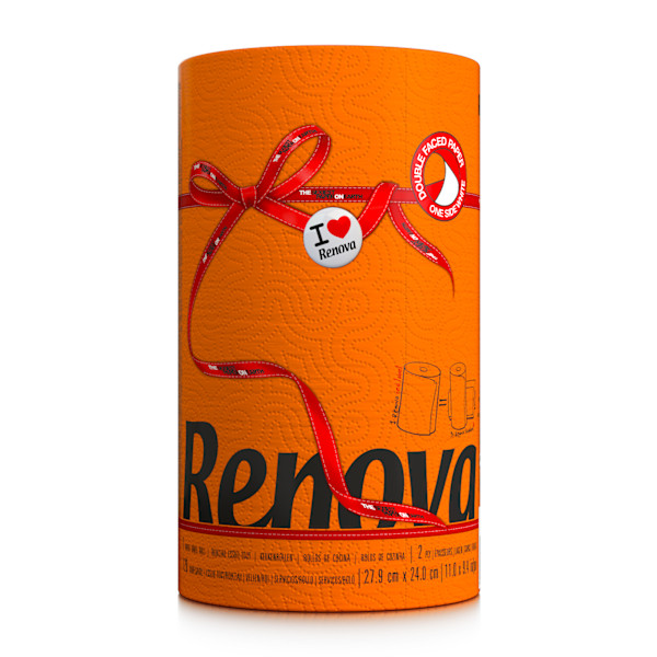 Apelsin Handdukspapper Renova 27.4 M 2-Lager 120 Blad 3 Rullar orange