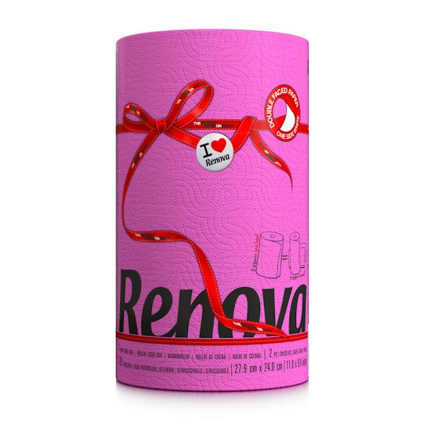 Rosa Hushållspapper Renova 27.4 M 2-Lager 120 Ark 3 Rullar rosa