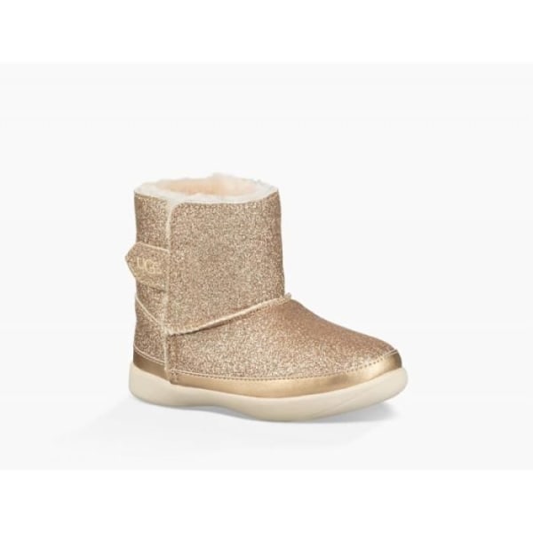 UGG Keelan lasten saappaat beigeä nahkaa, nepparikiinnitys ja pörröinen vuori Beige 30