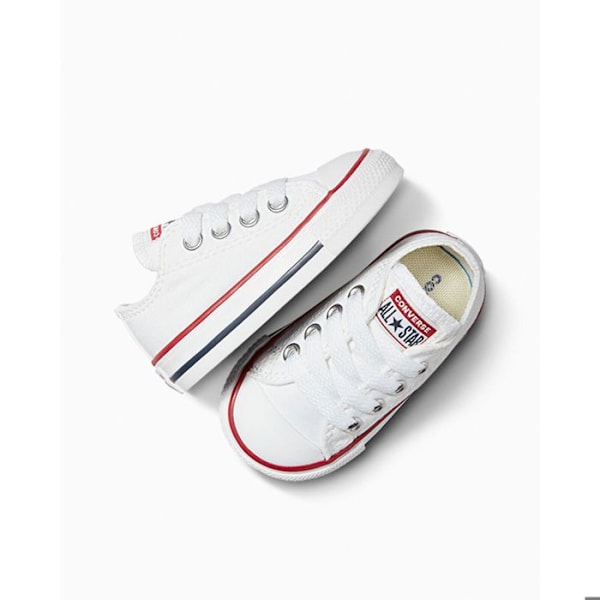 Hvid sneaker til baby - CONVERSE - All Star - Lav canvas overdel - Blonde lukning - Gummisål hvid 25