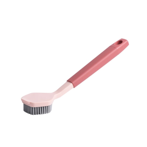Tvåfärgad Bangs Head Tvättkruka Borste Kök Rengöringsborste med långa skaft (rosa)