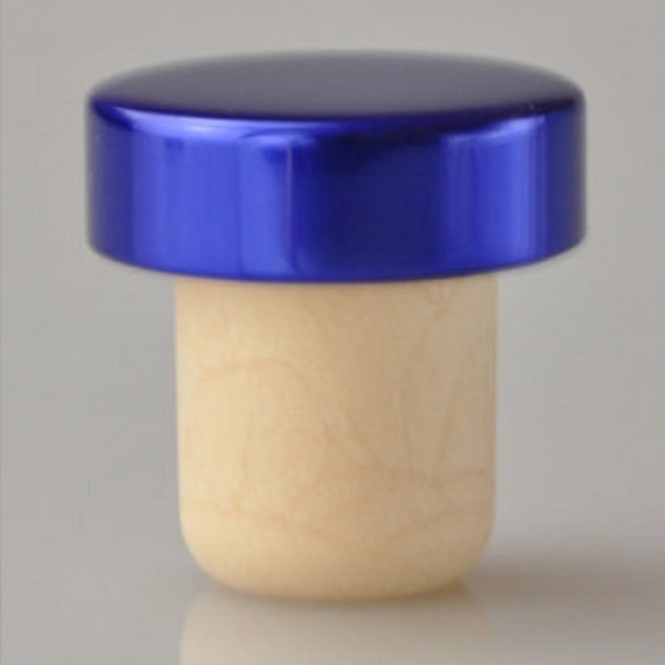 Polymer vinpropp Kork ekproppar med cover, färg: blå