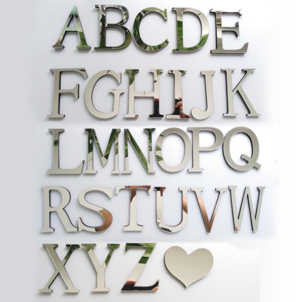 2 st Heminredning Kreativ Personlighet Engelska Bokstäver Akrylspegel 3D DIY Väggstickers(M)