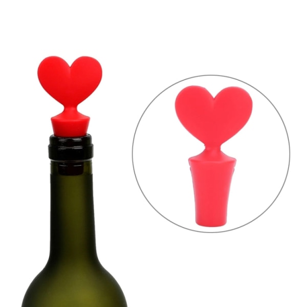 Silicone Wine Stopper Poker Series Wine Stopper (Red Peach Heart)