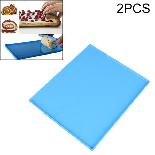 2 ST Non-stick Cake Pad Swiss Roll Pad Bakverktyg för kakor Silikonmatta (blå)