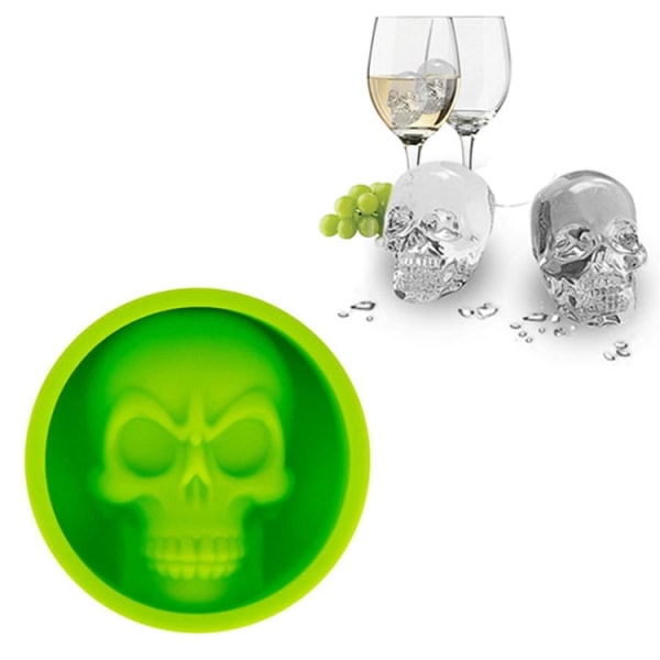Köks islåda Livsmedelsklassad silikon skalle Ice Gitter Creative Whisky Ice Ball Mould(grön)