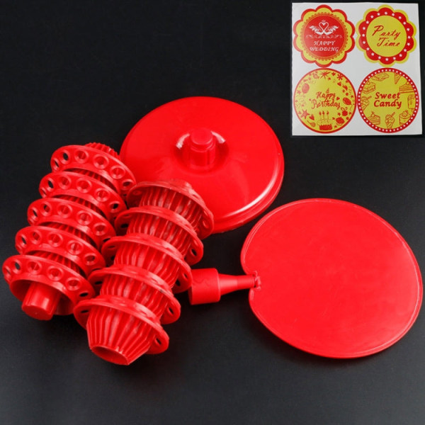 TX015 PP Ring 120-håls Lollipop-hållare Justerbar Candy Display Stand (röd)