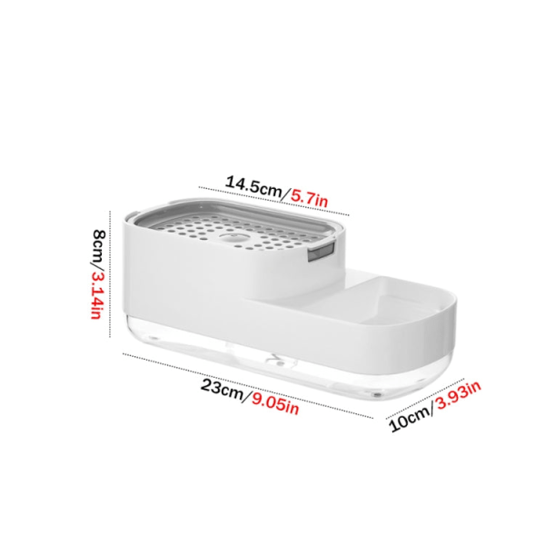 Tvåldispenserflaska Automatisk flytande tvåldispenser kökssvampborsteförvaringslåda (vit)
