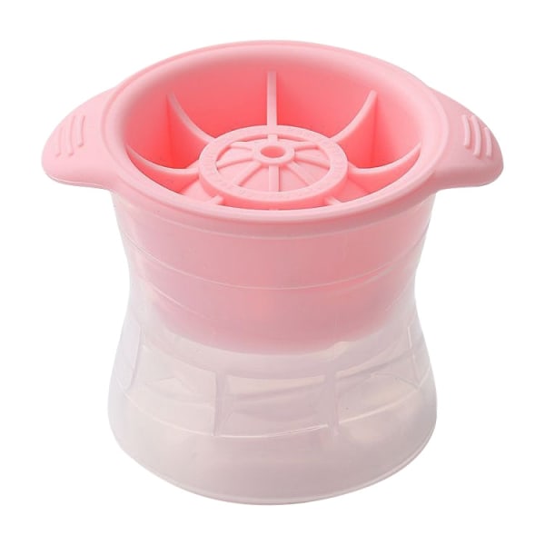 Hem Sfäriskt isgitter Whiskey Wine Ice Cube Maker Silikonbrickor Form med cover (rosa)