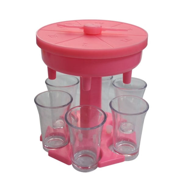6 koppar vinautomat Automatisk avledning vinhäll med spelskiva, stil: rund rosa med genomskinlig kopp