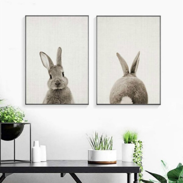 Kanin före och efter datorn Utskrift dekorativ målning Ramlös kärna, storlek: 40x60 cm (brun kaninrygg)