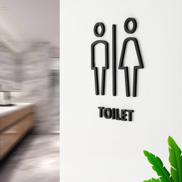 19 x 14 cm personlig toalettskylt WC-skylt Toalettskylt, Stil: Svart offentlig