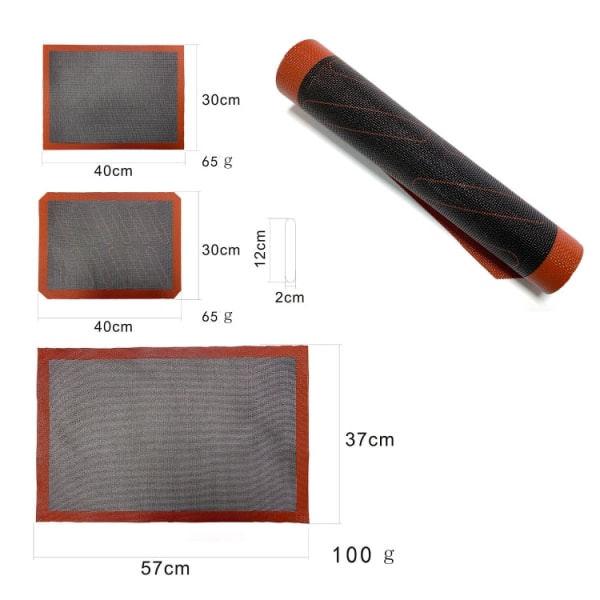 Ihålig non-stick bakmatta med hög temperatur Andningsbar bakplåtsmatta i glasfiber, specifikation: 57x37 cm rak vinkel
