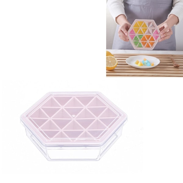 Hem Kreativ DIY Ice Grid Mould Sexkantig Hemlagad Ice Form med bricka Ice Cube Ice Cream Ice Box (Rosa)