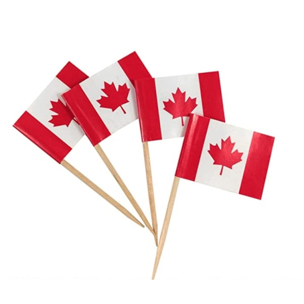 100 st/pack 65 mm National Flag Tandpetare Cupcake Toppers Cocktail Sticks, Stil: Kanadensisk