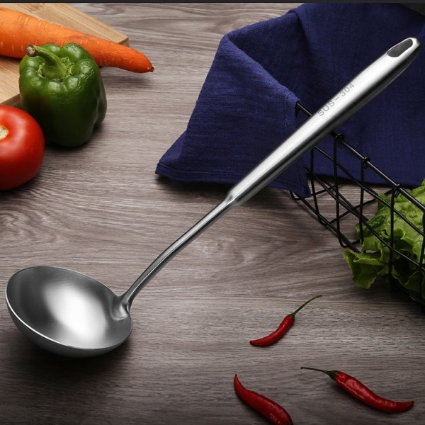 304 rostfritt stål köksutrustning förtjockat ihåligt handtag matlagningsverktyg, stil: soppsked