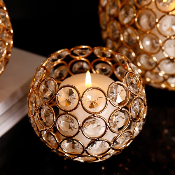 Crystal Ball Ljusstake Vas Road Bly Ball Typ Ljusstake Bröllopsljusstake dekoration, storlek: 80 mm (guld)