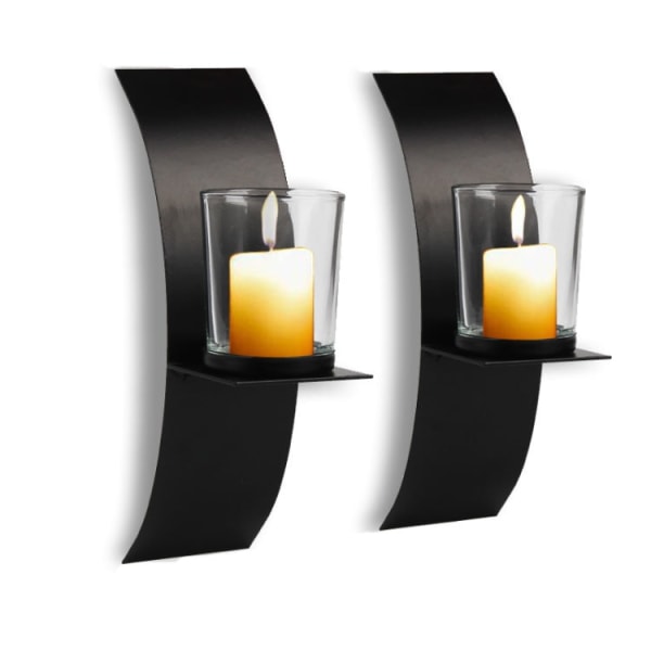 2 ST BS2001 tredimensionell båge vägghängande järn ljusstake väggdekoration (svart)