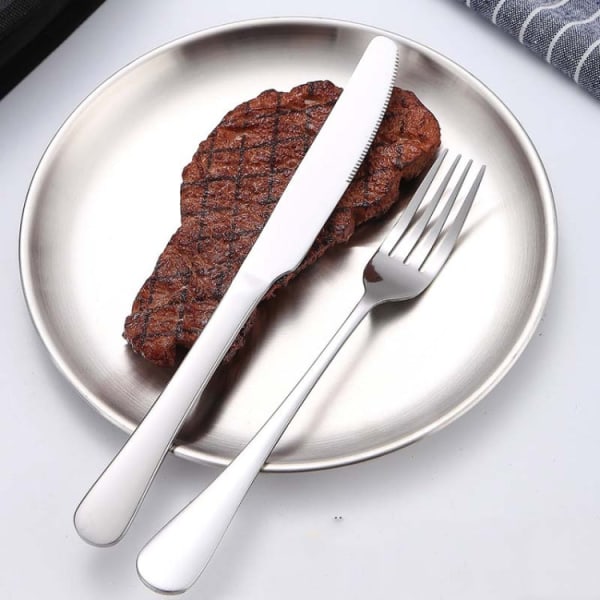 Portabelt bestickset i rostfritt stål Western Steak Knife Gaffel Set , Färg: Svart och Silver