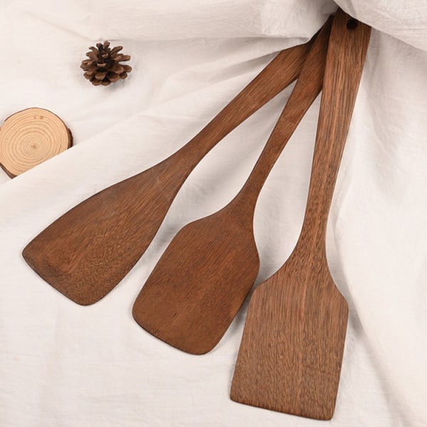 Långt handtag omålade kycklingvingar träspatel köksredskap, stil: 3 fyrkantig böjd spade