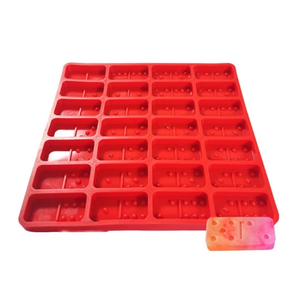Domino epoxi form DIY Fondant tårtdekoration, modellnummer: SX-BH-109 (röd)