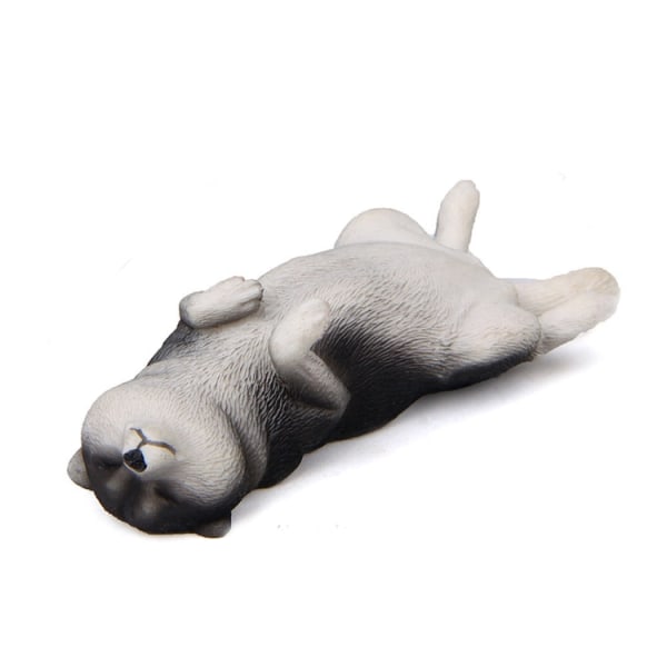 Söt Kawaii sovande husdjursfigurinsamling Dekoration Kylskåpsmagnet Svart Lie Shiba Inu