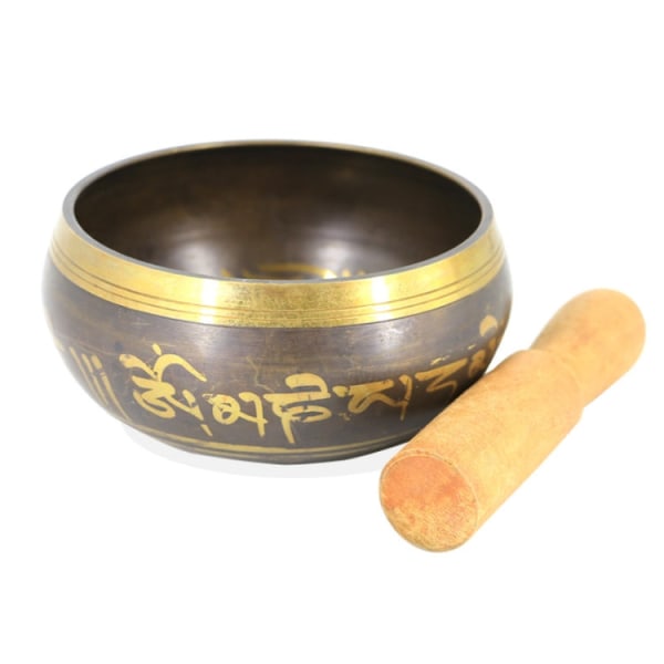FB02-T8 Buddha Sound Bowl Yoga Meditationsskål Heminredning, slumpmässig färg och mönsterleverans, storlek: 12,5 cm (skål + liten träpinne)
