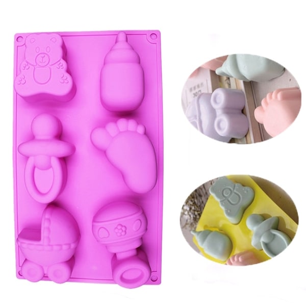 Silikon Baby Form Bakform Form Gelépudding Chokladkakadekoration, slumpmässig färgleverans