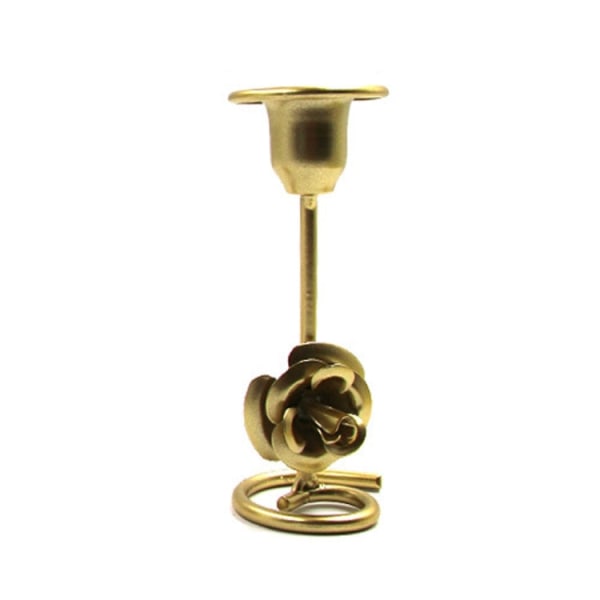 DH2304-01 Rose Carved Metal Ljushållare Bar Dekoration Candlelight Middagsljusstakar, Storlek: Kort Guld