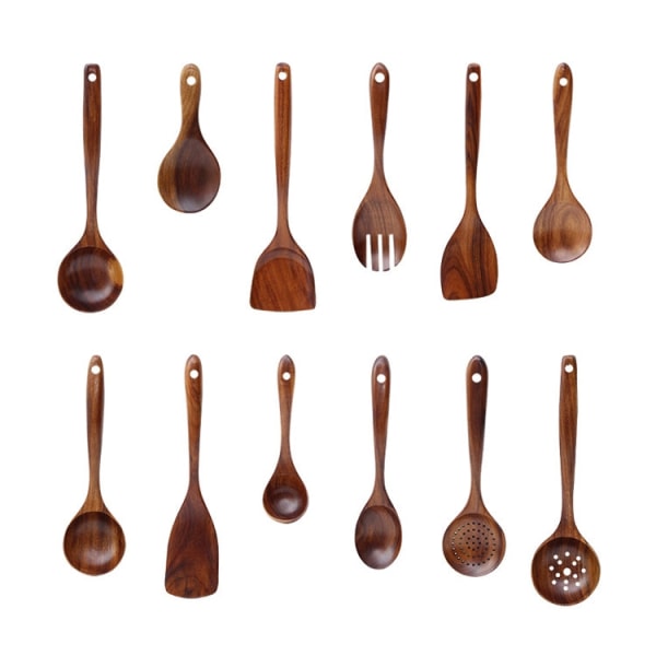 Non-Stick Pot Träsked Teak Scoop Serviser Medium sked