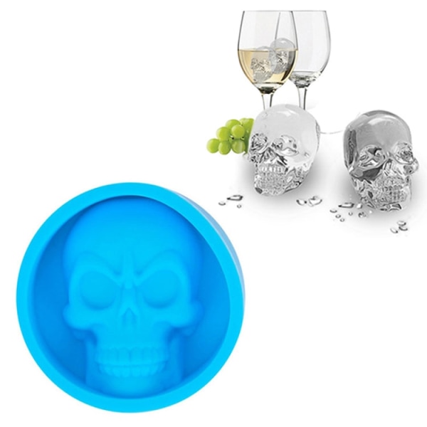 Köks islåda Matklassad silikon skalle Ice Gitter Creative Whisky Ice Ball Mould(blå)
