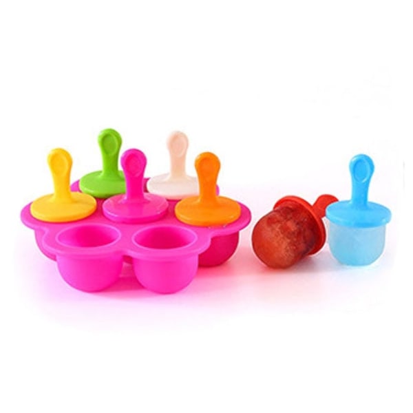 Silikon Mini Ice Pops Form Glass Ball Lolly Maker Popsicle Molds Baby DIY Food Supplement Tool (Varmrosa)