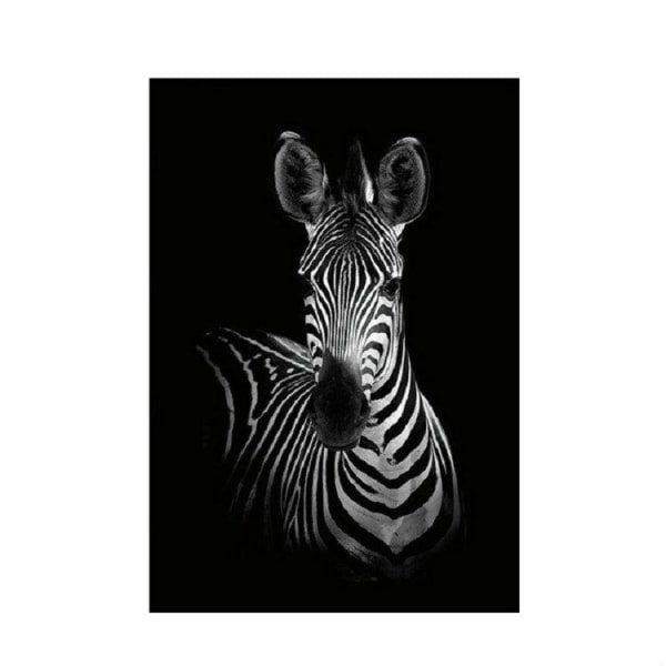 Enkel svartvit djurdekoration Målning Studie Vardagsrum Soffa Bakgrund Väggmålning utan ram, storlek: 40X50cm (Zebra)