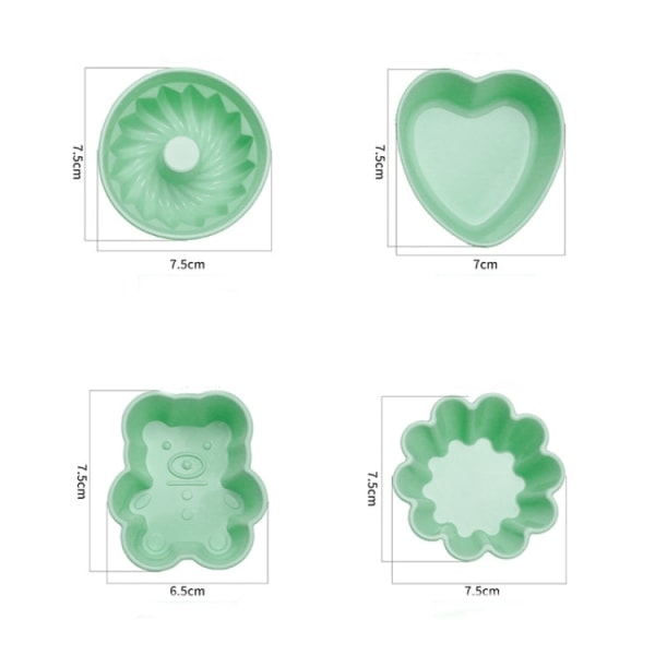 Creative gör-det-själv silikontårtkopp Muffinskopp Form, Stil: Blomformad (Macron Green)