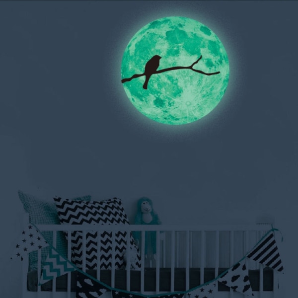 30 cm självlysande måne väggdekal Fluorescerande väggmålning (trädgrenar)
