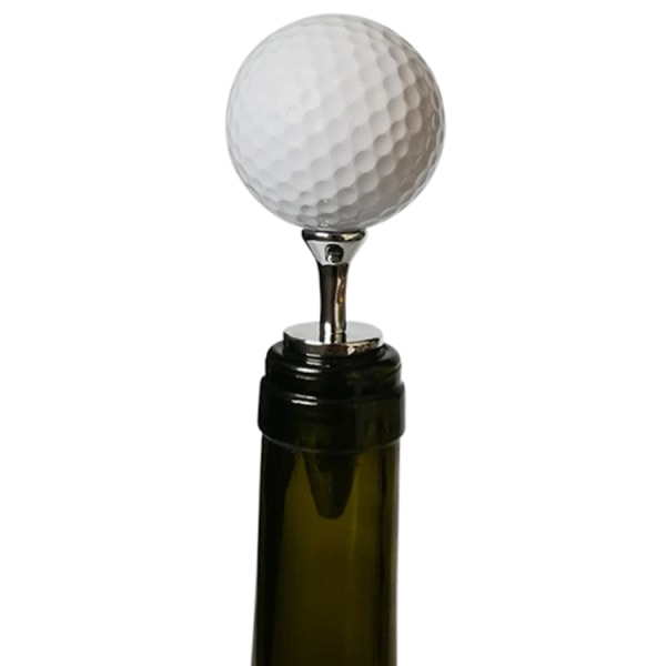 Golf + tee form rödvinsflaskpropp, storlek: 10 x 4,2 cm (silver)