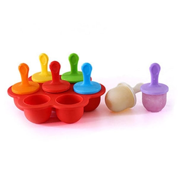 Silikon Mini Ice Pops Form Glass Ball Lolly Maker Popsicle Molds Baby DIY Food Supplement Tool (röd)