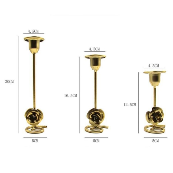 DH2304-01 Rose Carved Metal Ljushållare Bar Dekoration Candlelight Middagsljusstakar, Storlek: High Gold