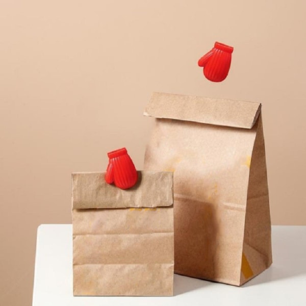Handskeform Matpåshållare Plastpåse Tätningsklämma Snack Tätningsklämma (röd)