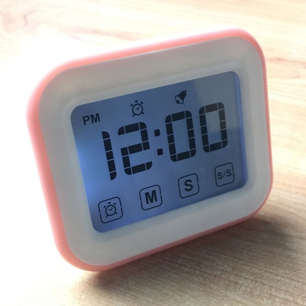 Kökstimer Digital väckarklocka Stor LCD-pekskärm med nattljus för matlagning Bakning (rosa)